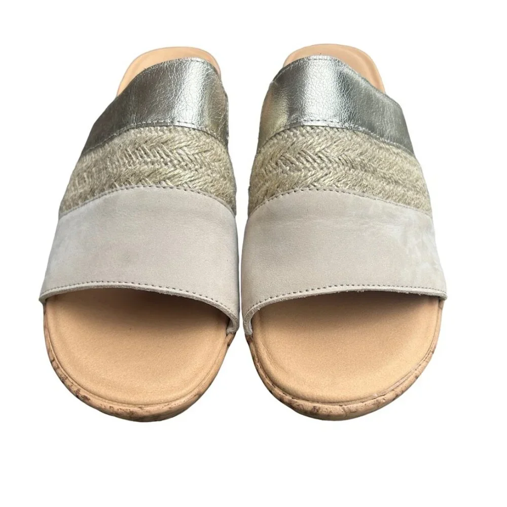 NAOT Tiki Platform Wedge Slide Comfort Leather Mule Sandal Gold Size 40 Boho - Picture 4 of 7